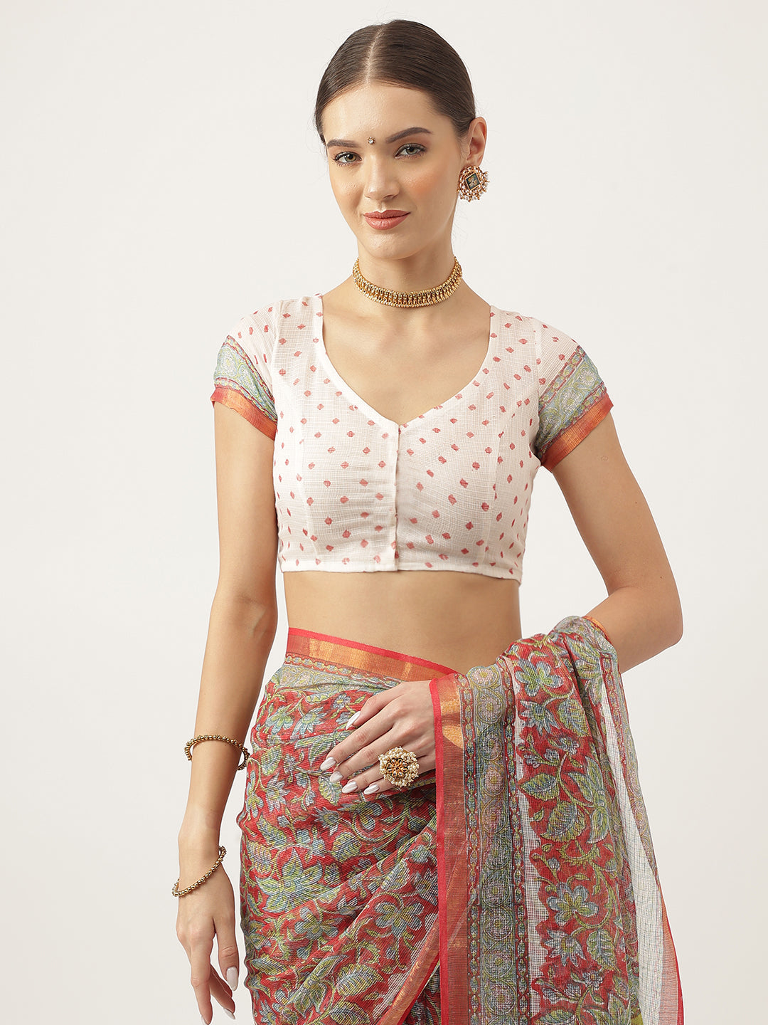 Maroon HandBlock Kota Doria Party Wear Saree For Women