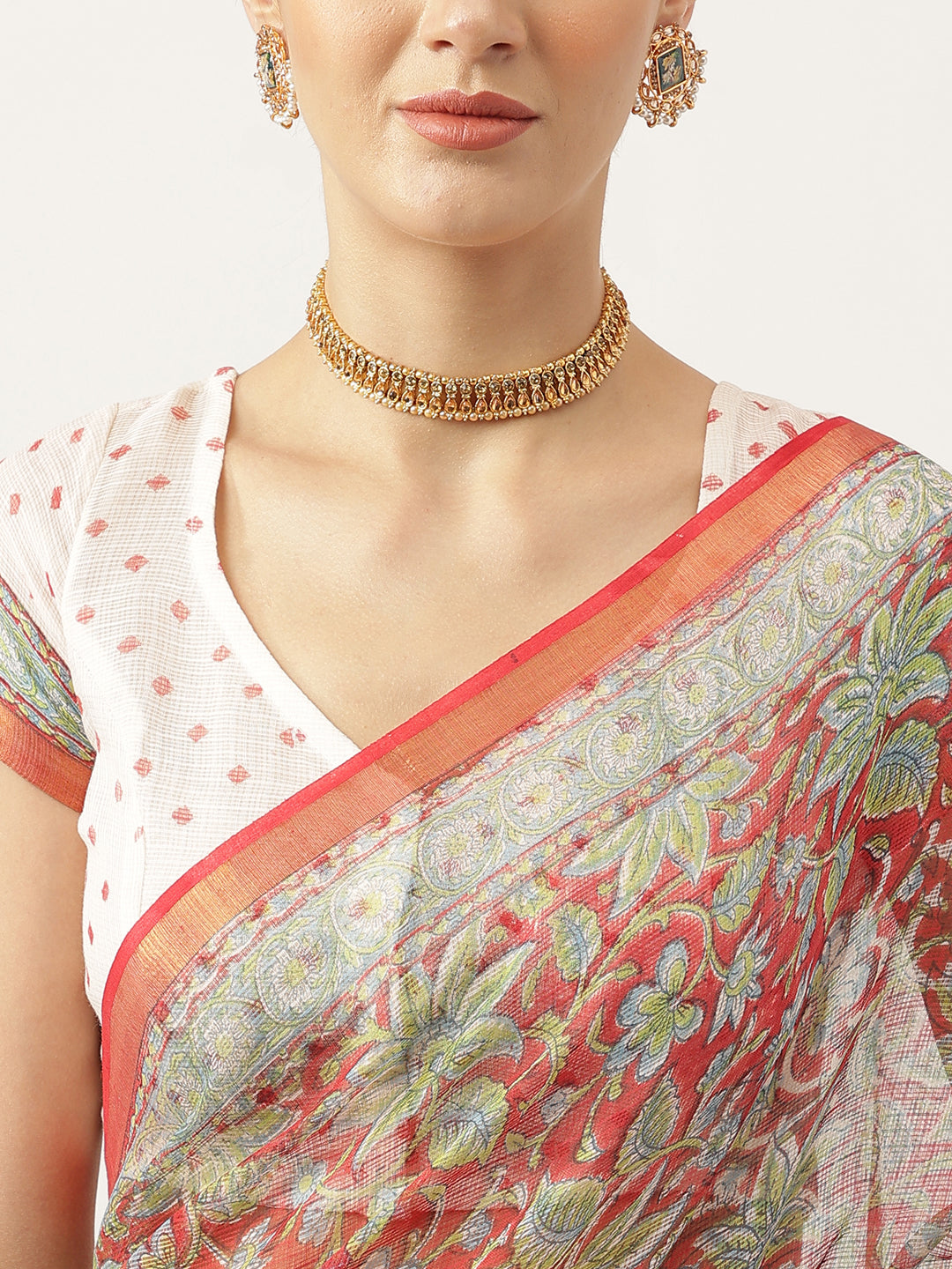 Maroon HandBlock Kota Doria Party Wear Saree For Women