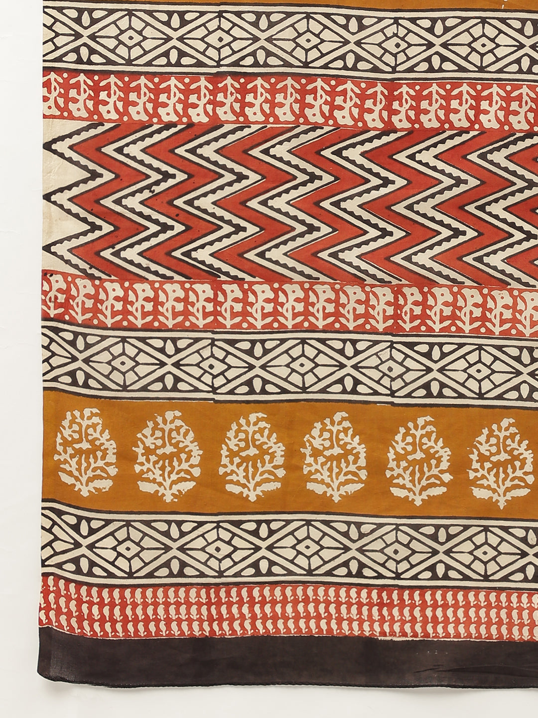 Black & Beige HandBlock MulMul Cotton Party Wear Saree