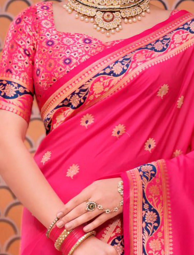 Chinon Saree with Dupion Silk Blouse With Zari & Resham Embroidery Saree For Women