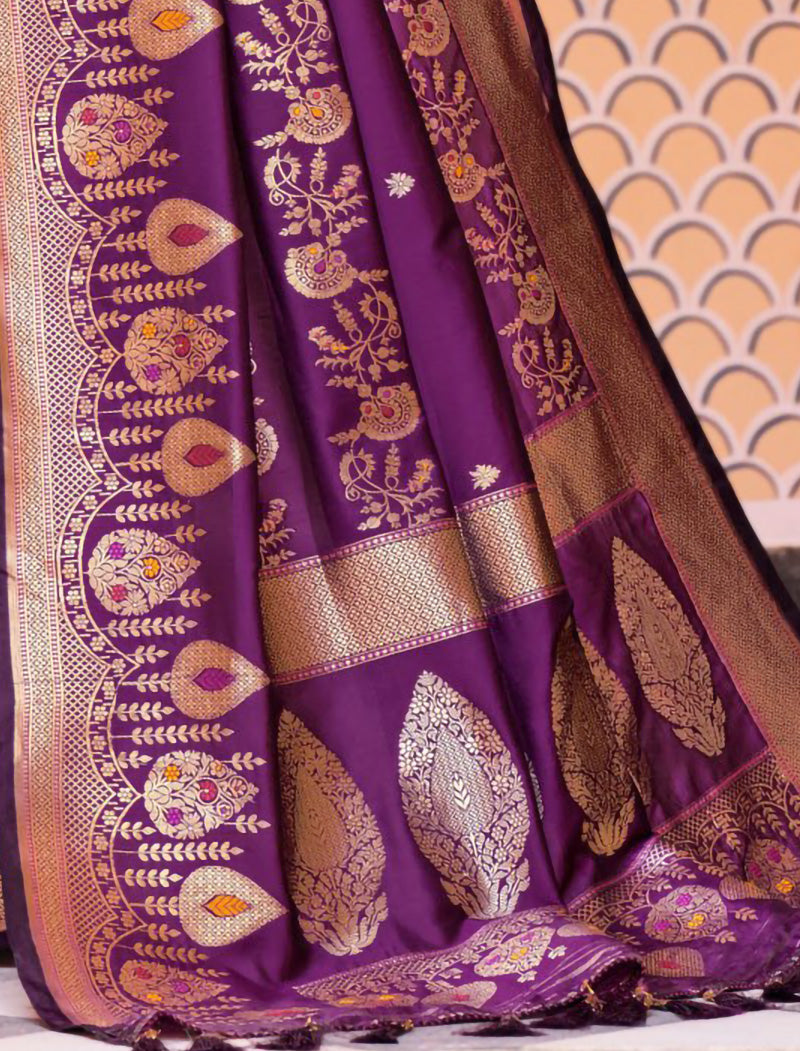 Chinon Saree with Dupion Silk Blouse With Zari & Resham Embroidery Saree For Women