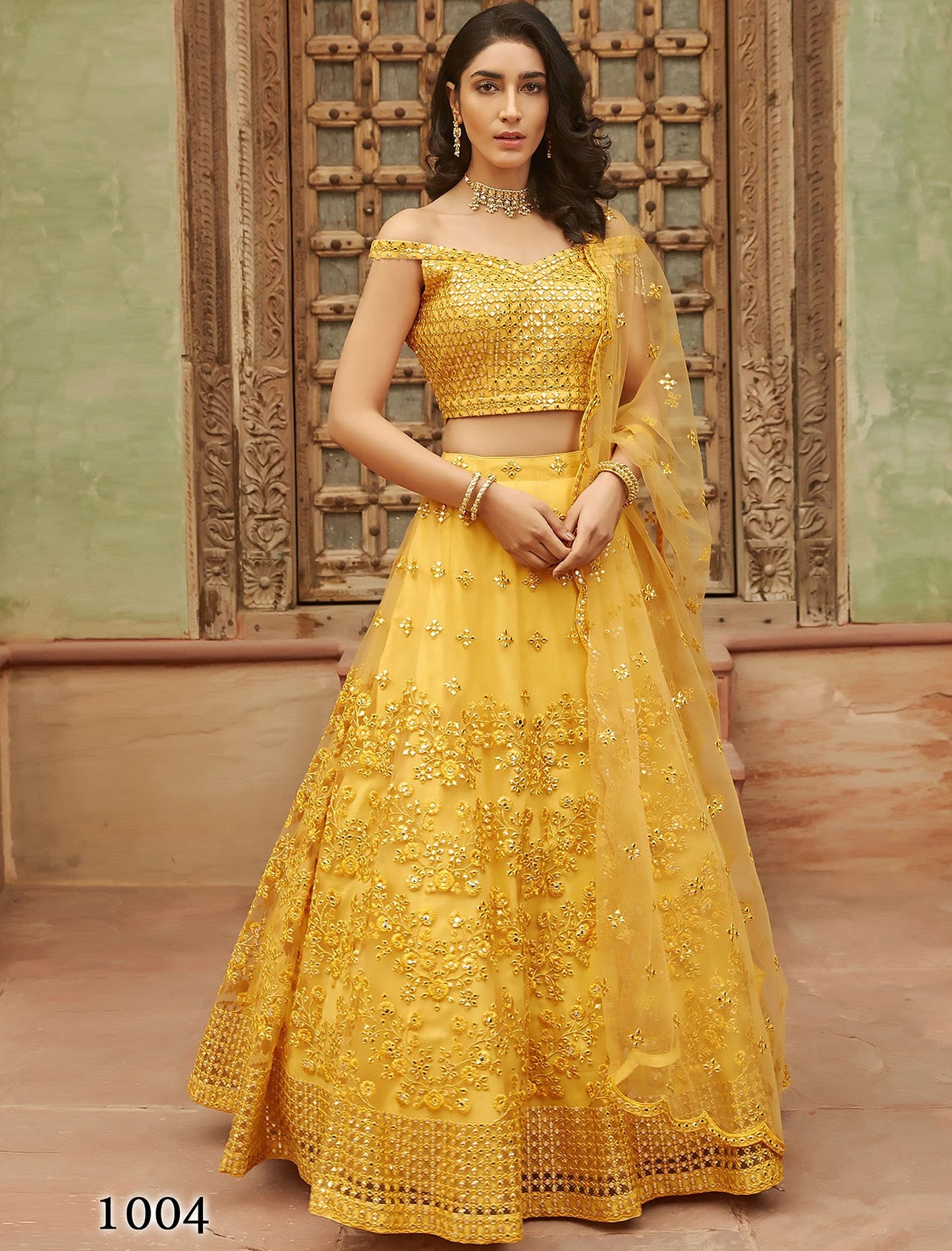 Yellow Lehenga with Blouse & dupatta Embroidery Lehenga Choli Set For Women