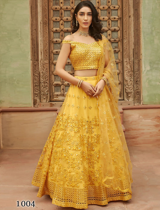 Yellow Lehenga with Blouse & dupatta Embroidery Lehenga Choli Set For Women