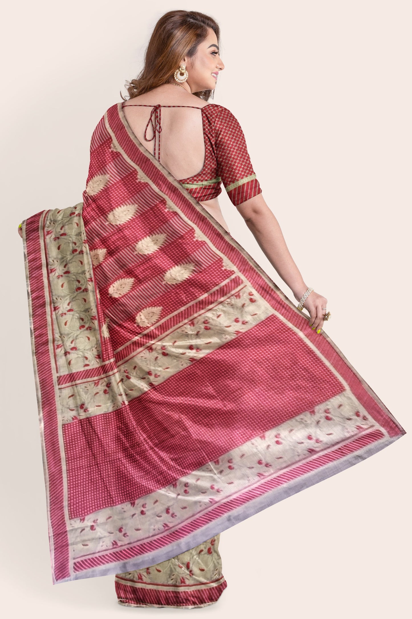 Banarasi Silk Saree with Blouse One Size Sarees For Women