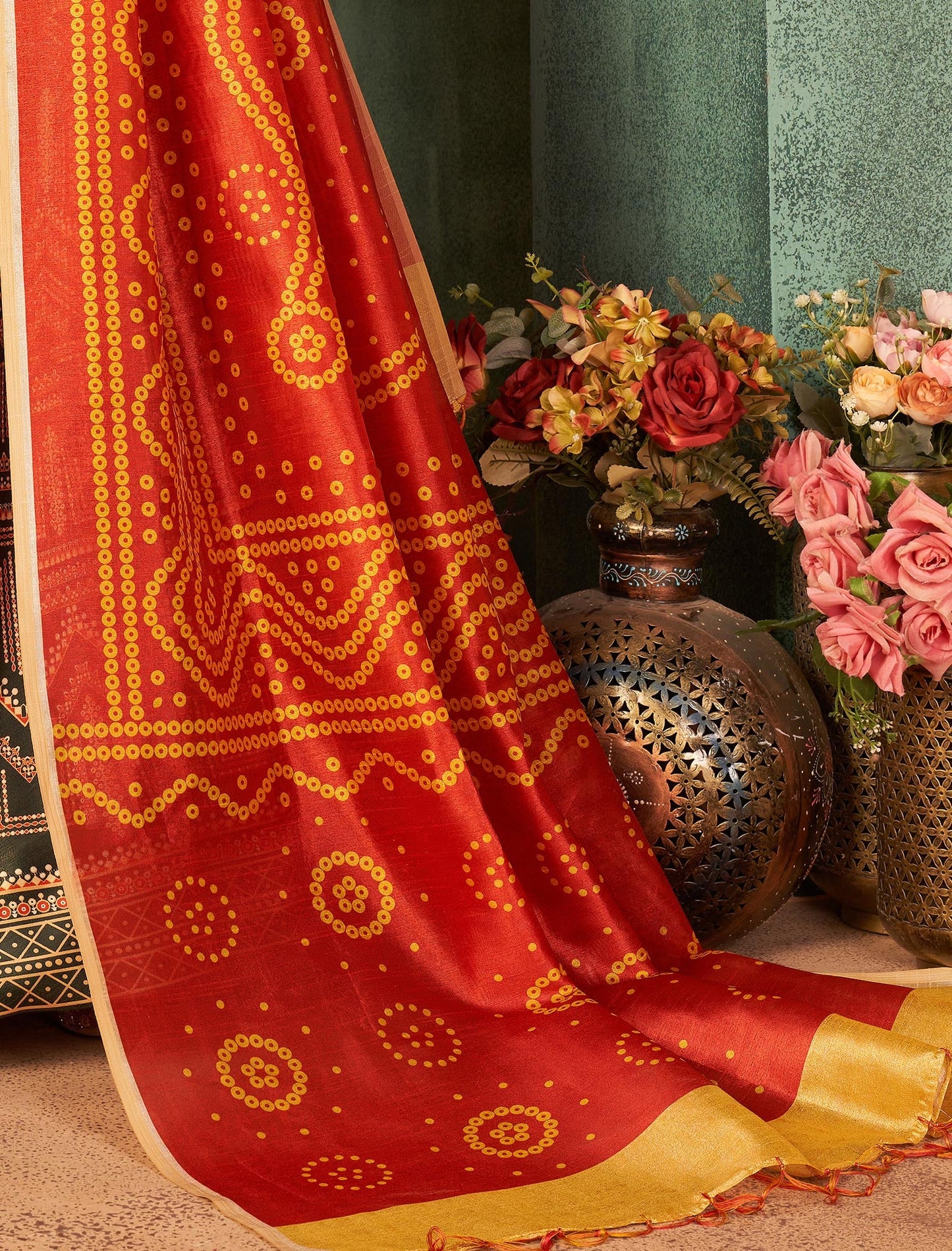 Multi-Color Rera Digital Print Assam Silk Dupatta With Lehenga Choli Set For Women