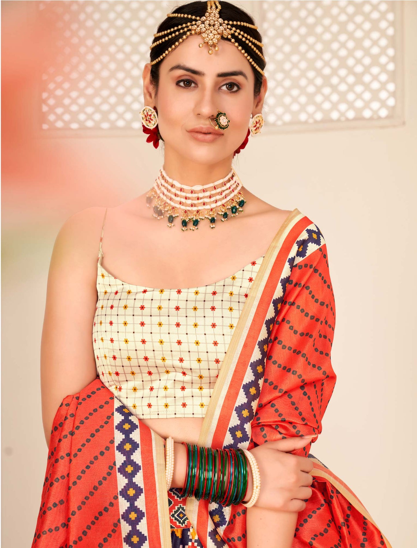 Multi-Color Rera Digital Print Assam Silk Dupatta With Lehenga Choli Set For Women