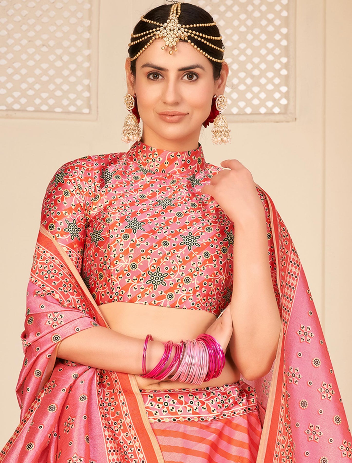 Multi-Color Rera Digital Print Assam Silk Dupatta With Lehenga Choli Set For Women