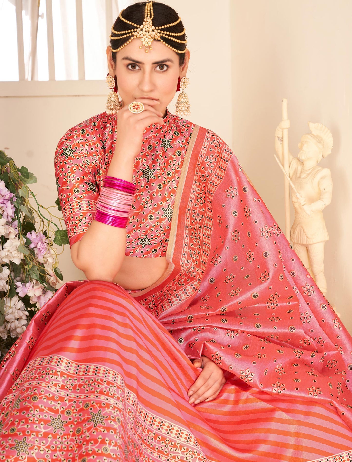 Multi-Color Rera Digital Print Assam Silk Dupatta With Lehenga Choli Set For Women