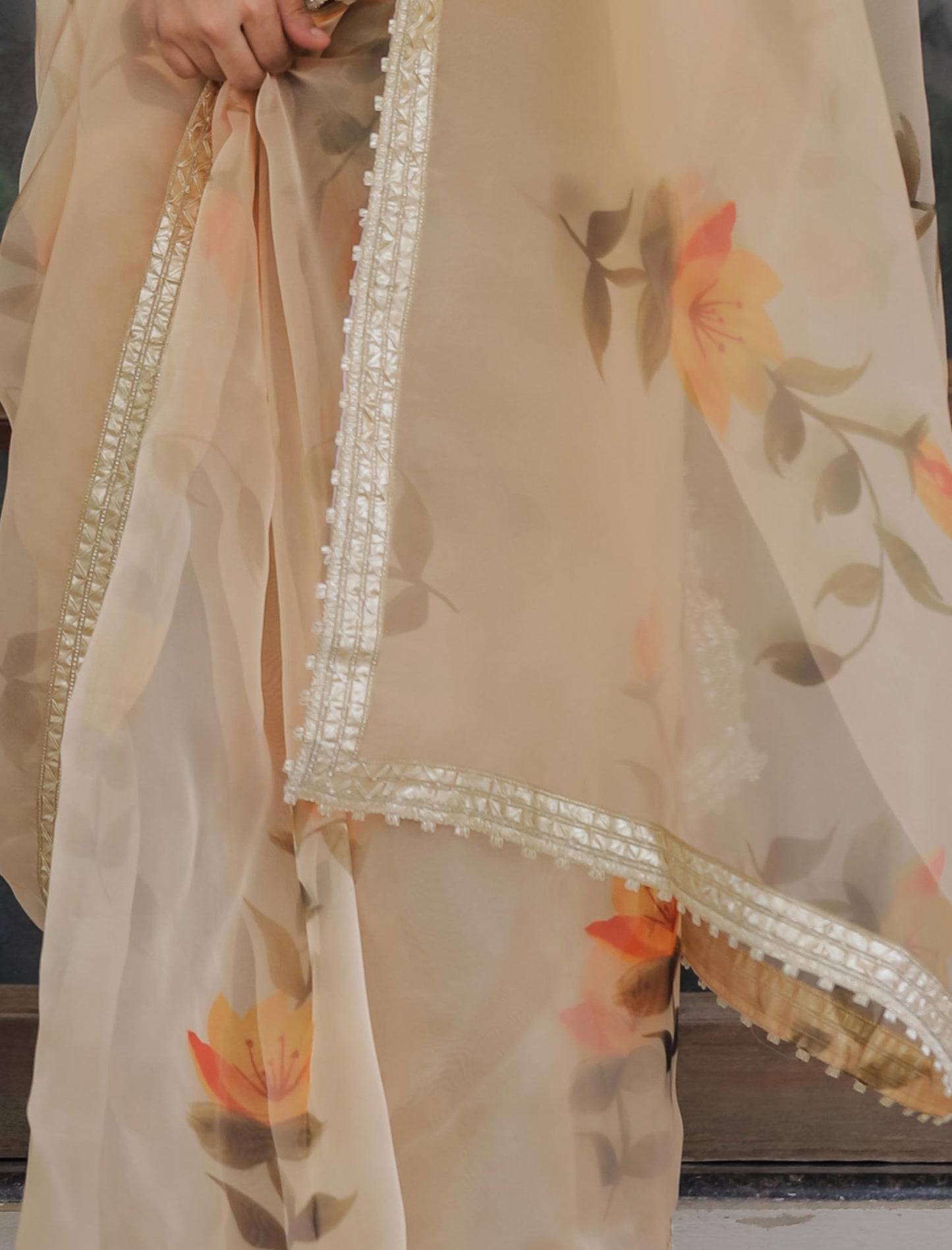 Heavy Digital Print & Lace Work Designer Silk Saree For Women