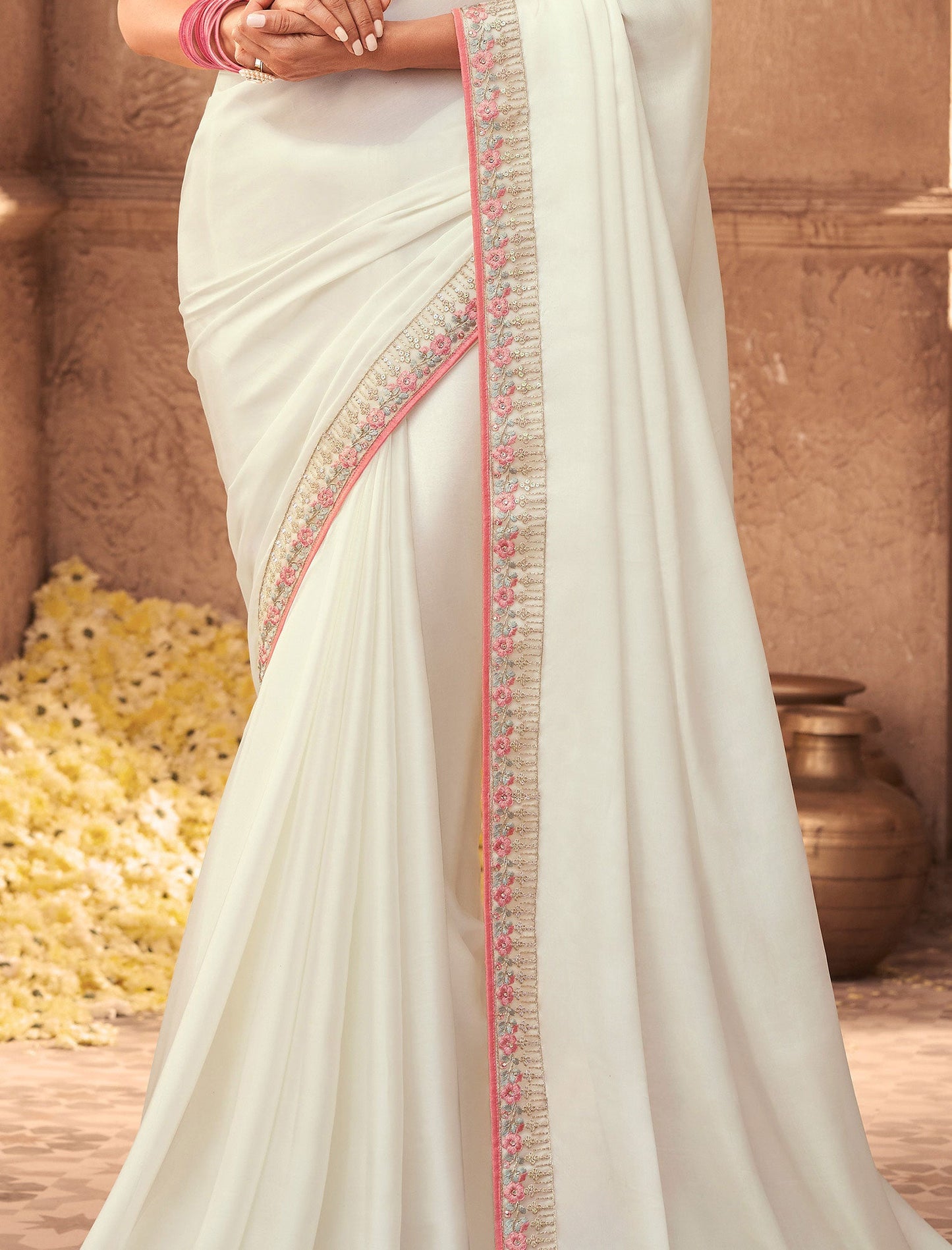 Majestic Silk TFH Sandal Wood Party Wear Designer Saree For Women