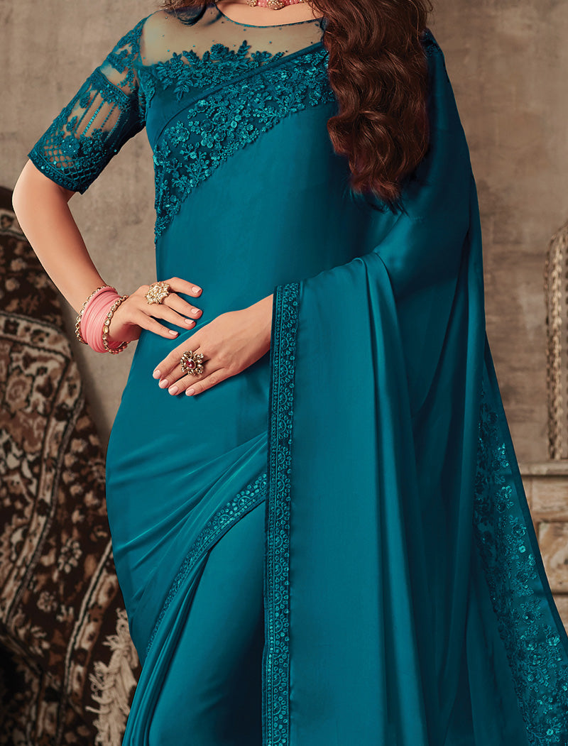 Miracle Silk TFH Sandal Wood Party Wear Designer Saree For Women