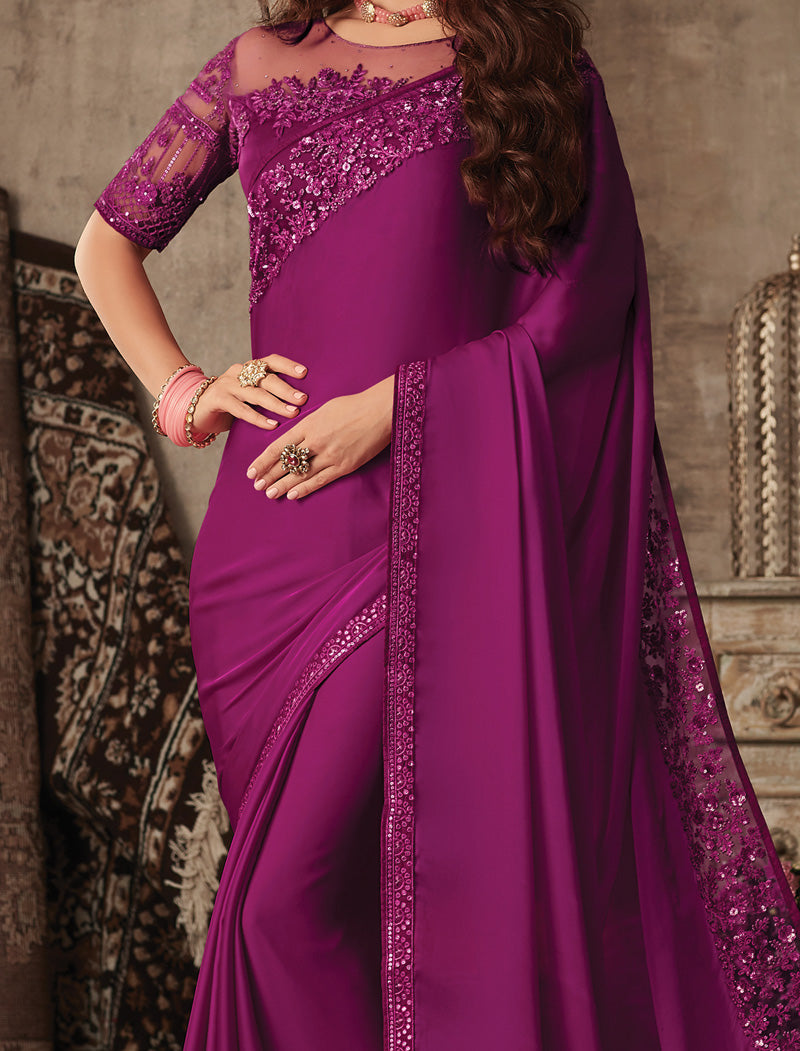 Miracle Silk TFH Sandal Wood Party Wear Designer Saree For Women