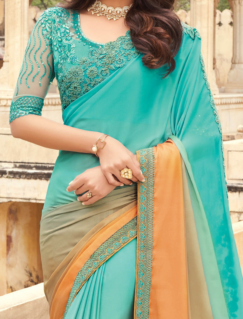 Oracle Silk TFH Sandal Wood Party Wear Designer Saree For Women