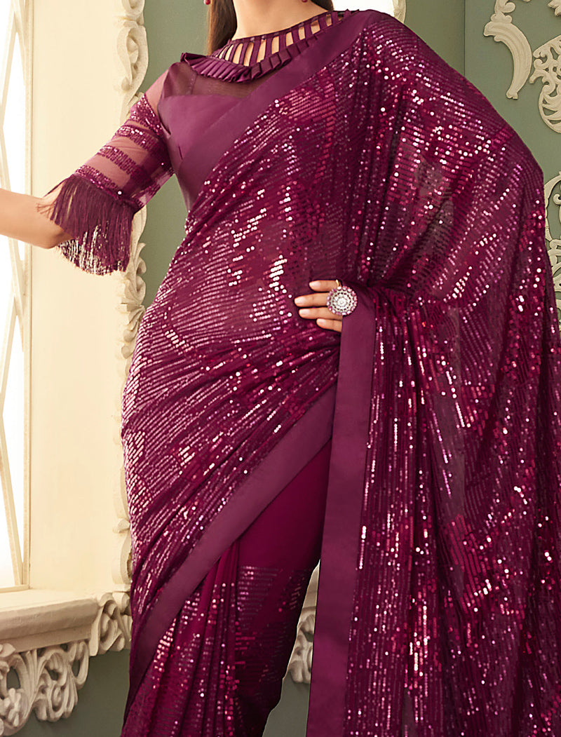 TFH Fancy Georgette Party Wear Designer Sarees For Women