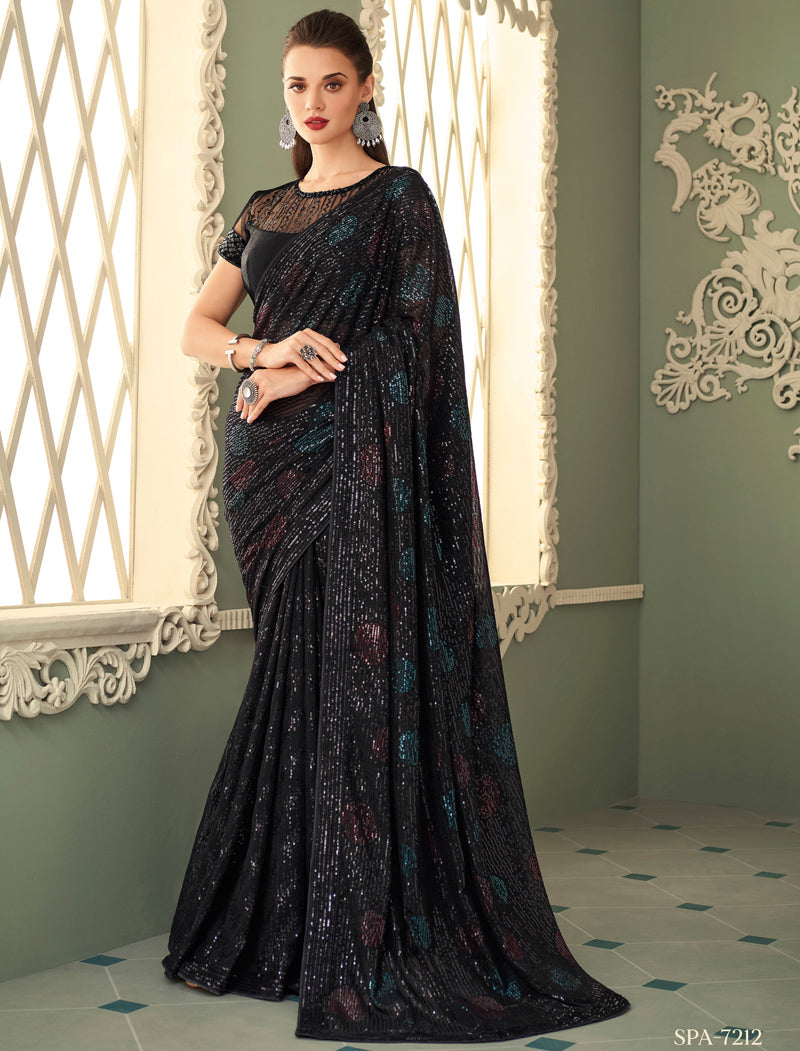TFH Fancy Georgette Sarees with Silk Blouse Designer Sarees For Women