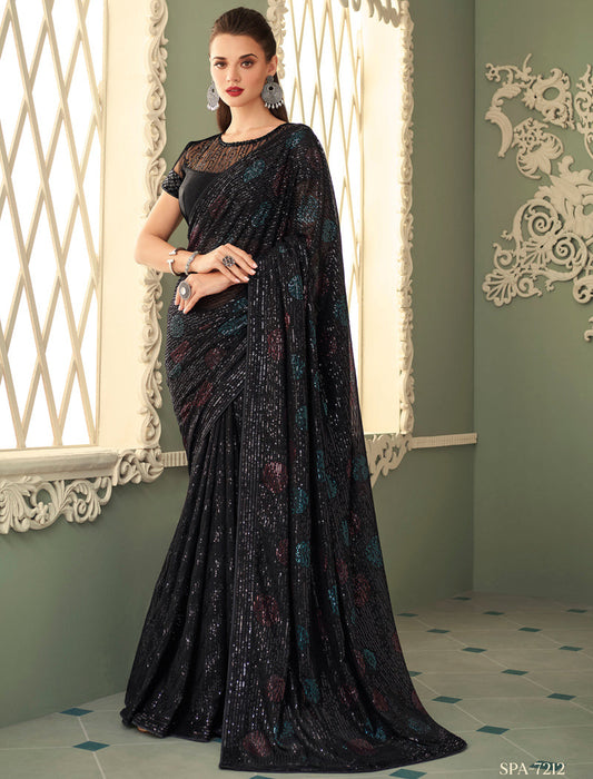 TFH Fancy Georgette Sarees with Silk Blouse Designer Sarees For Women