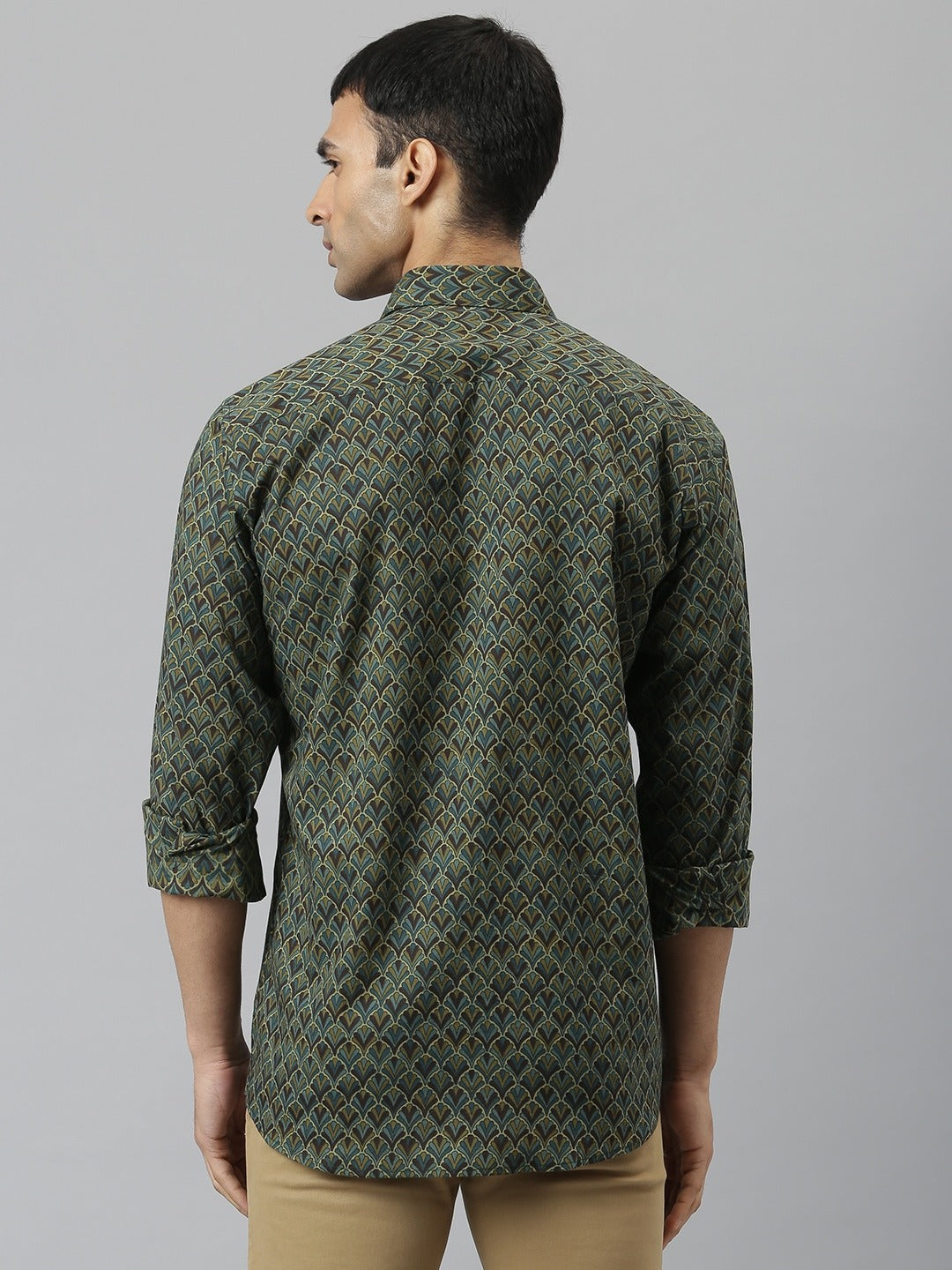 Millennial Men Green Comfort Printed Casual Shirt