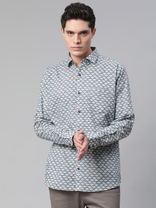 Millennial Grey Comfort Printed Casual Shirt
