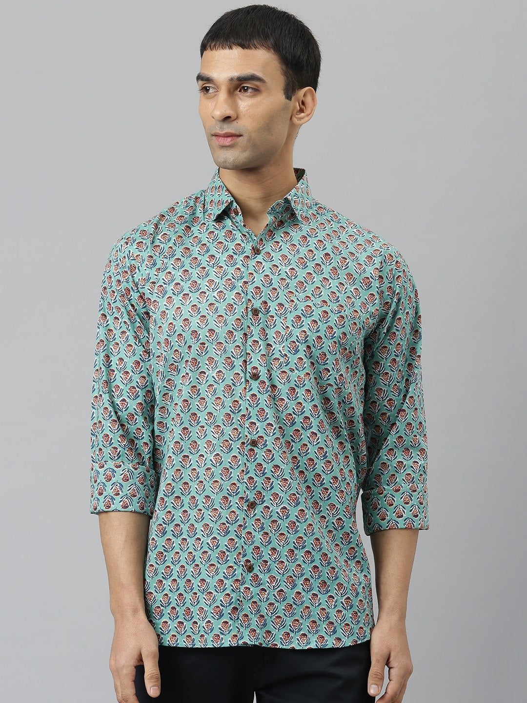 Millennial Men Grey Comfort Printed Casual Shirt