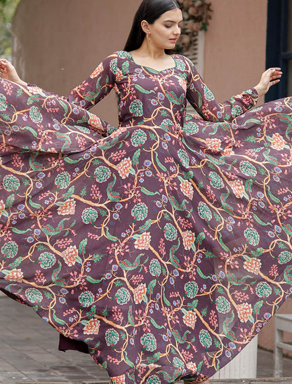 Faux Georgette Ethnic Party Wear Gown Digital Print Work