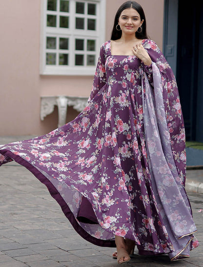 Faux Georgette Ethnic Party Wear Gown