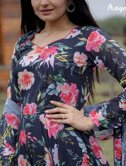 Faux Georgette Party Wear Gown Ethnic Suit