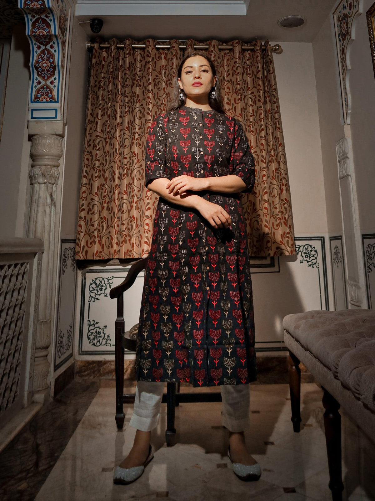 befashionate Black Cotton Flex A Line Kurta - befashionate