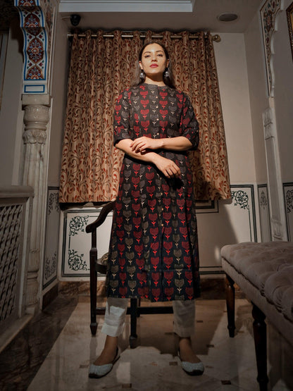befashionate Black Cotton Flex A Line Kurta - befashionate