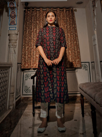befashionate Black Cotton Flex A Line Kurta - befashionate