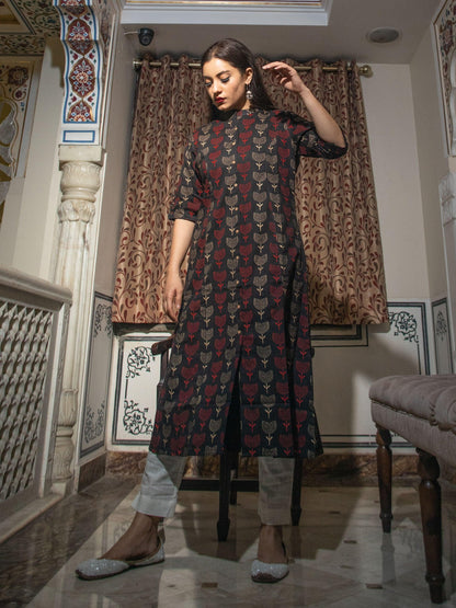 befashionate Black Cotton Flex A Line Kurta - befashionate