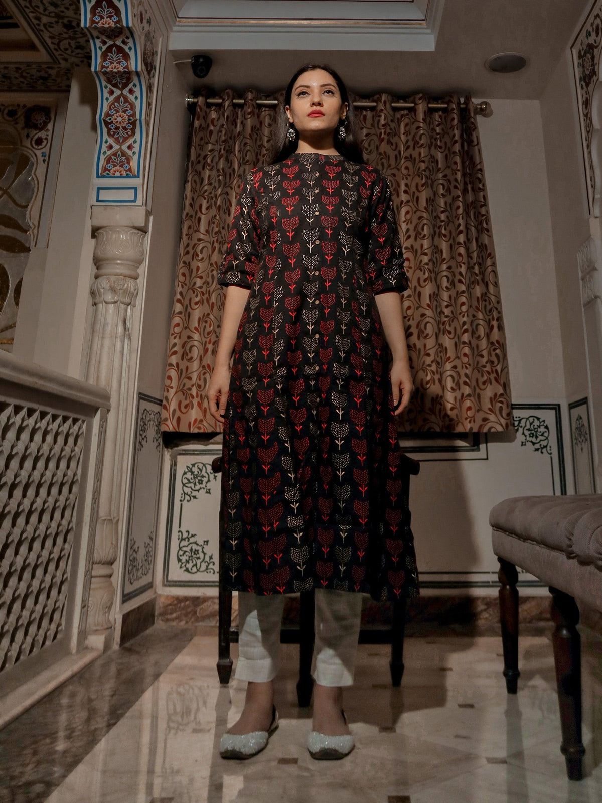 befashionate Black Cotton Flex A Line Kurta - befashionate