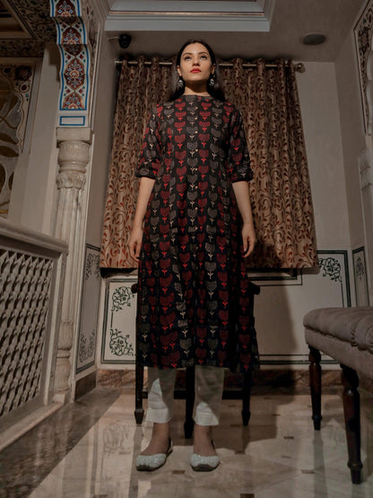 befashionate Black Cotton Flex A Line Kurta - befashionate