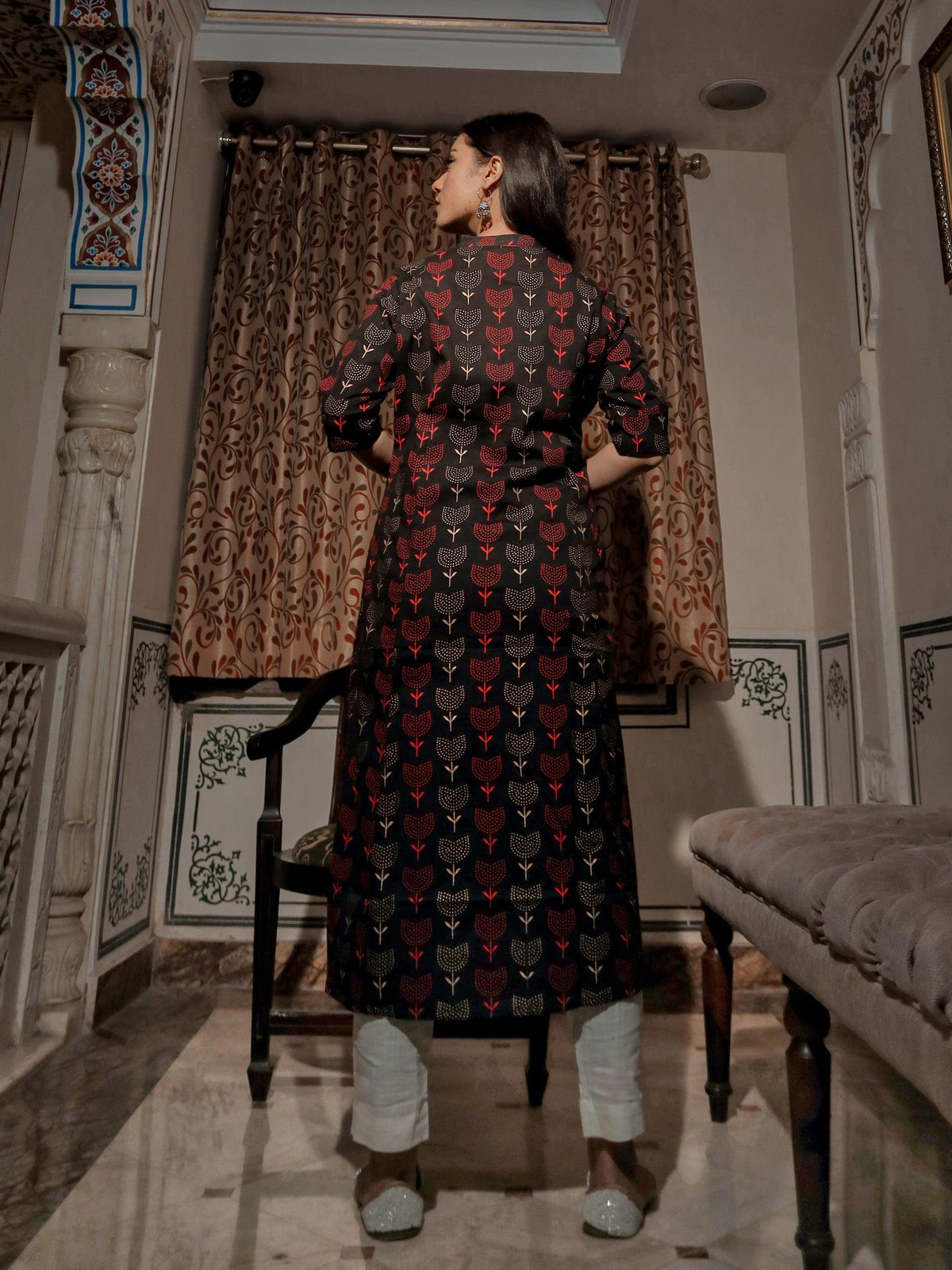 befashionate Black Cotton Flex A Line Kurta - befashionate