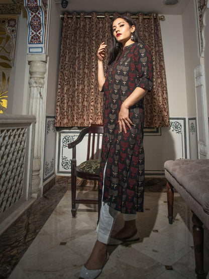 befashionate Black Cotton Flex A Line Kurta - befashionate