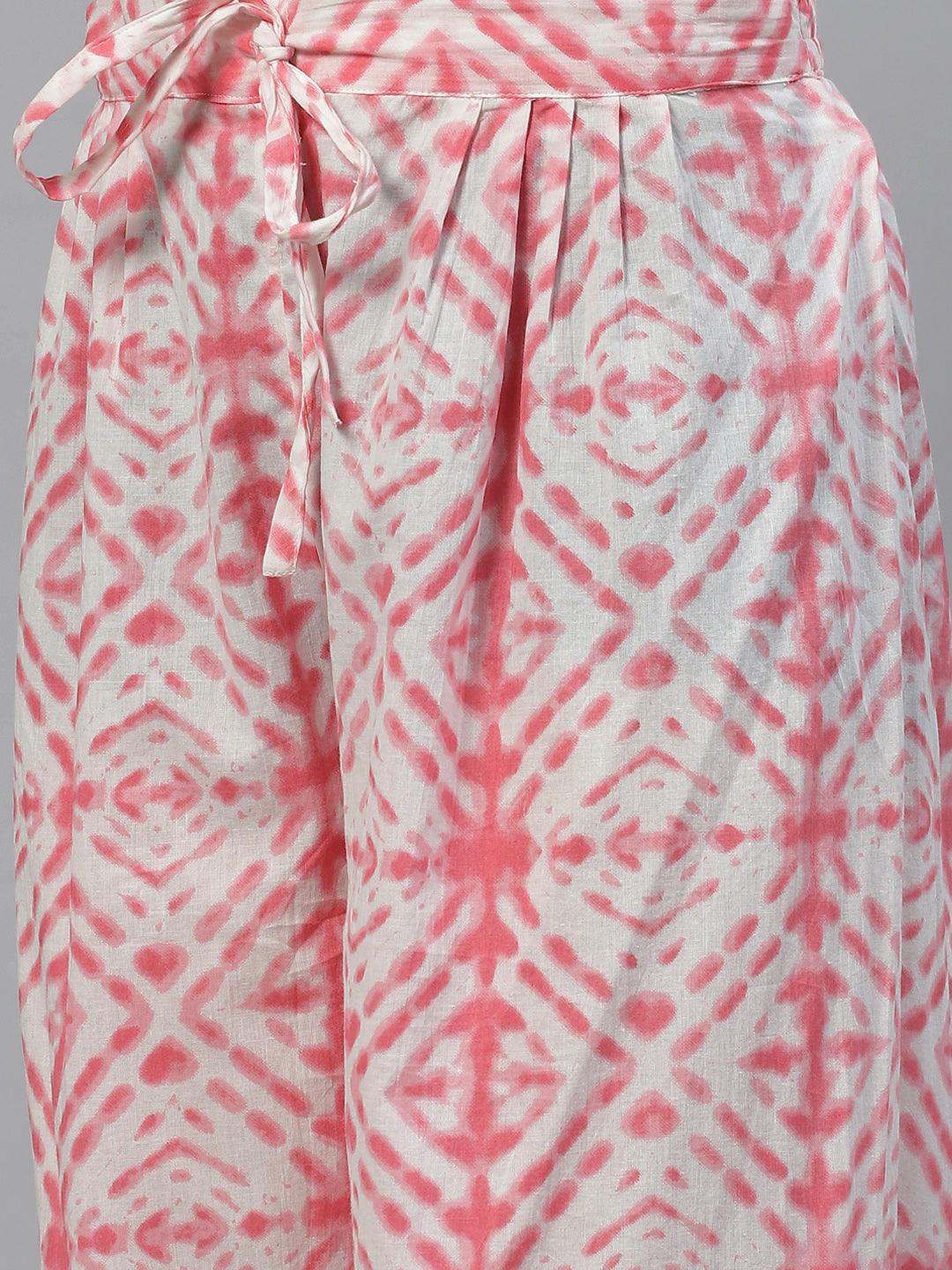 Pink Bandhani Printed Kurta Pant Set with Dupatta For Women