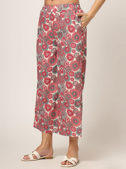 Maroon Printed Rayon Fabric Straight Kurta