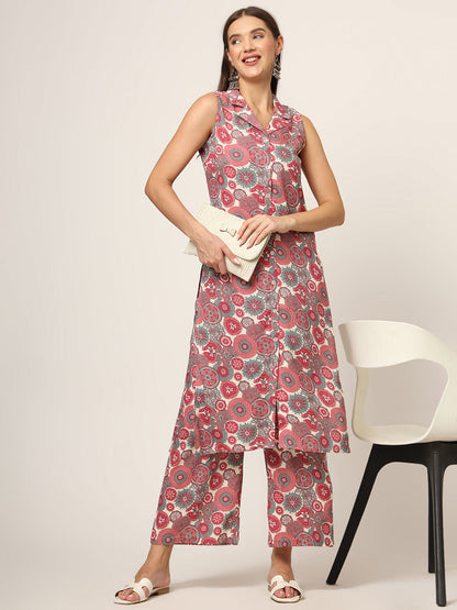 Maroon Printed Rayon Fabric Straight Kurta