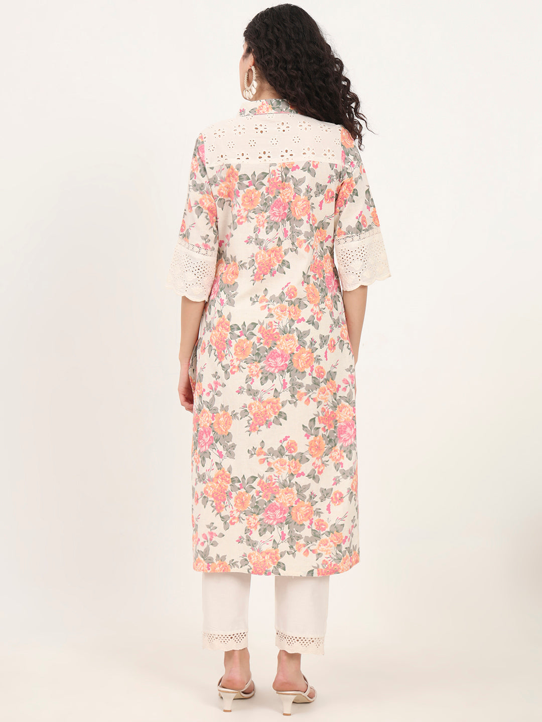 BeFashionate Pink Floral Printed Cotton Kurta