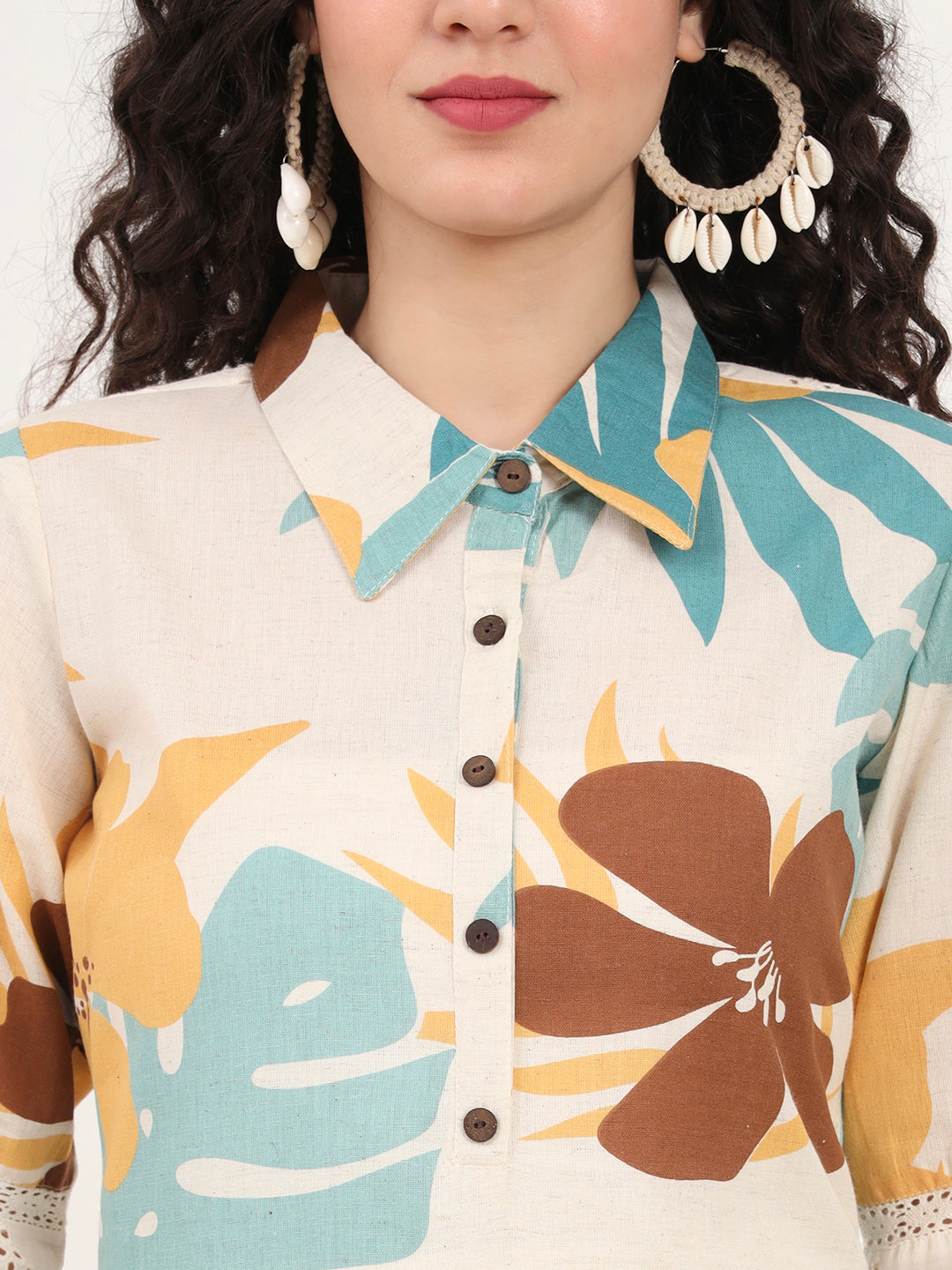 Befashionate Teal Floral Printed Cotton Kurta