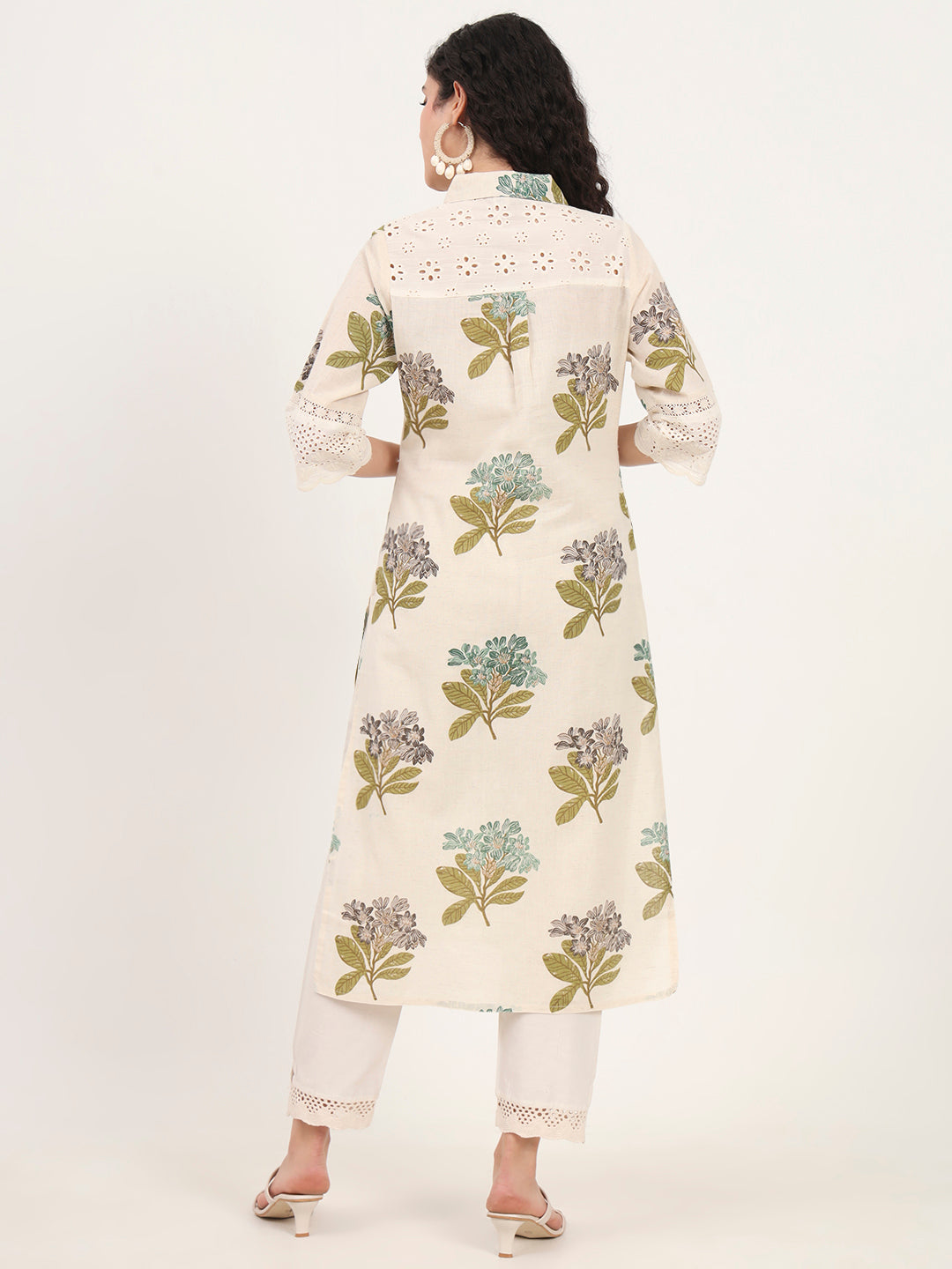BeFashionate Green Floral Printed Cotton Kurta