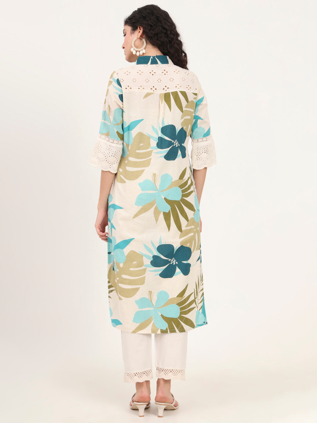 BeFashionate Blue Floral Printed Cotton Kurta