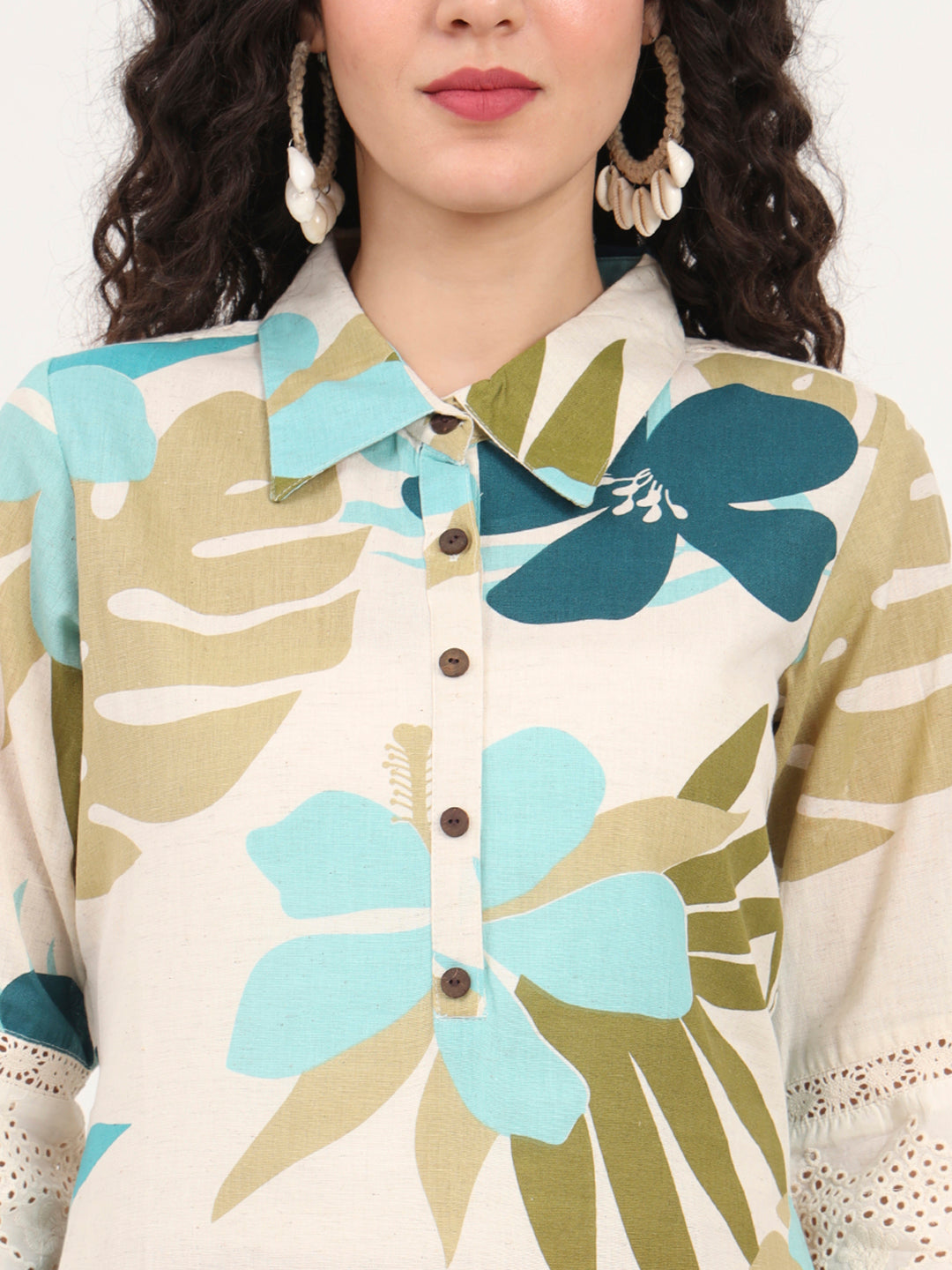 BeFashionate Blue Floral Printed Cotton Kurta