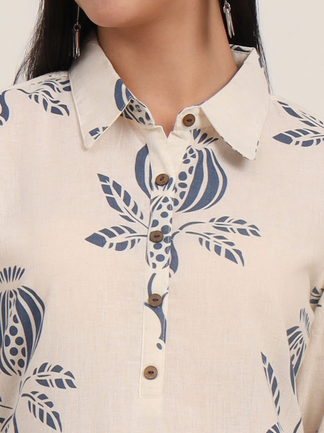 BeFashionate Off White Floral Cotton A-Line Kurta