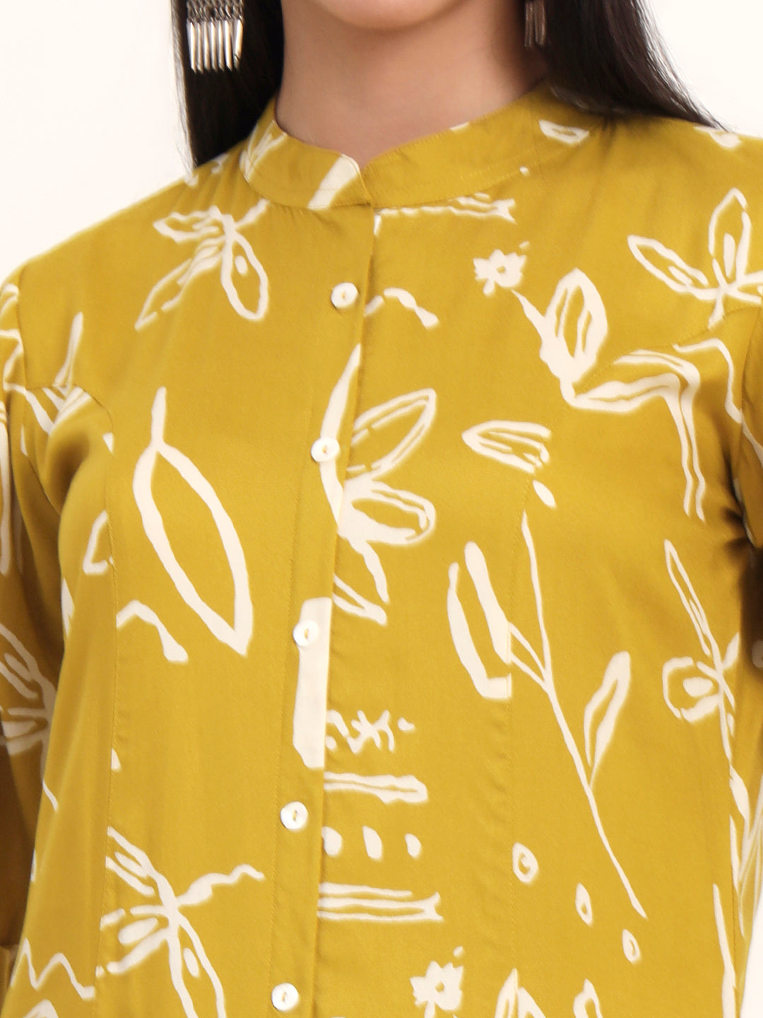 BeFashionate Mustard Abstract Rayon A-Line Kurta
