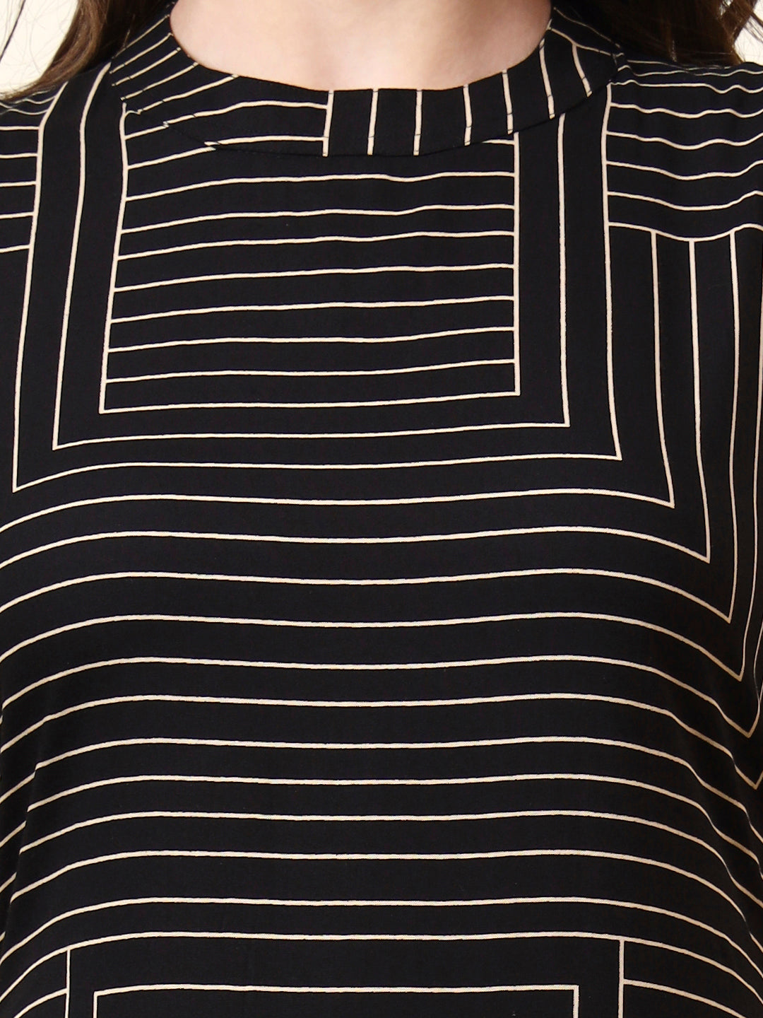 Black Boat Neck Sleeveless Rayon Co-ords Sets