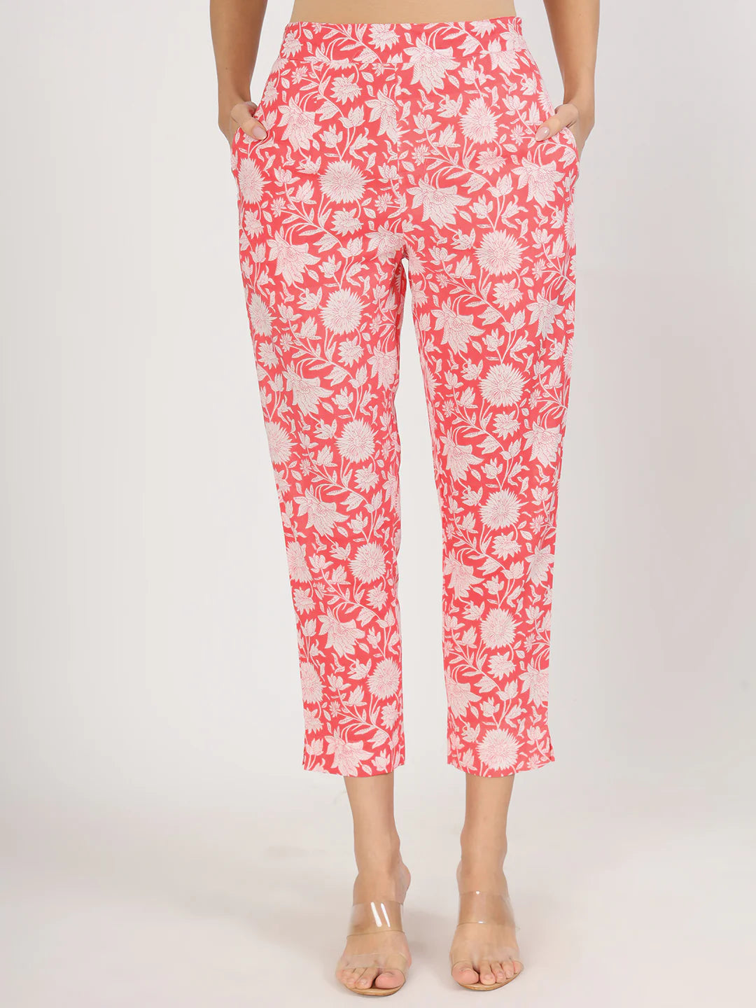 Pink Cotton Floral Print Ethnic Co-ord Set
