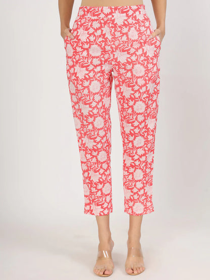 Pink Cotton Floral Print Ethnic Co-ord Set