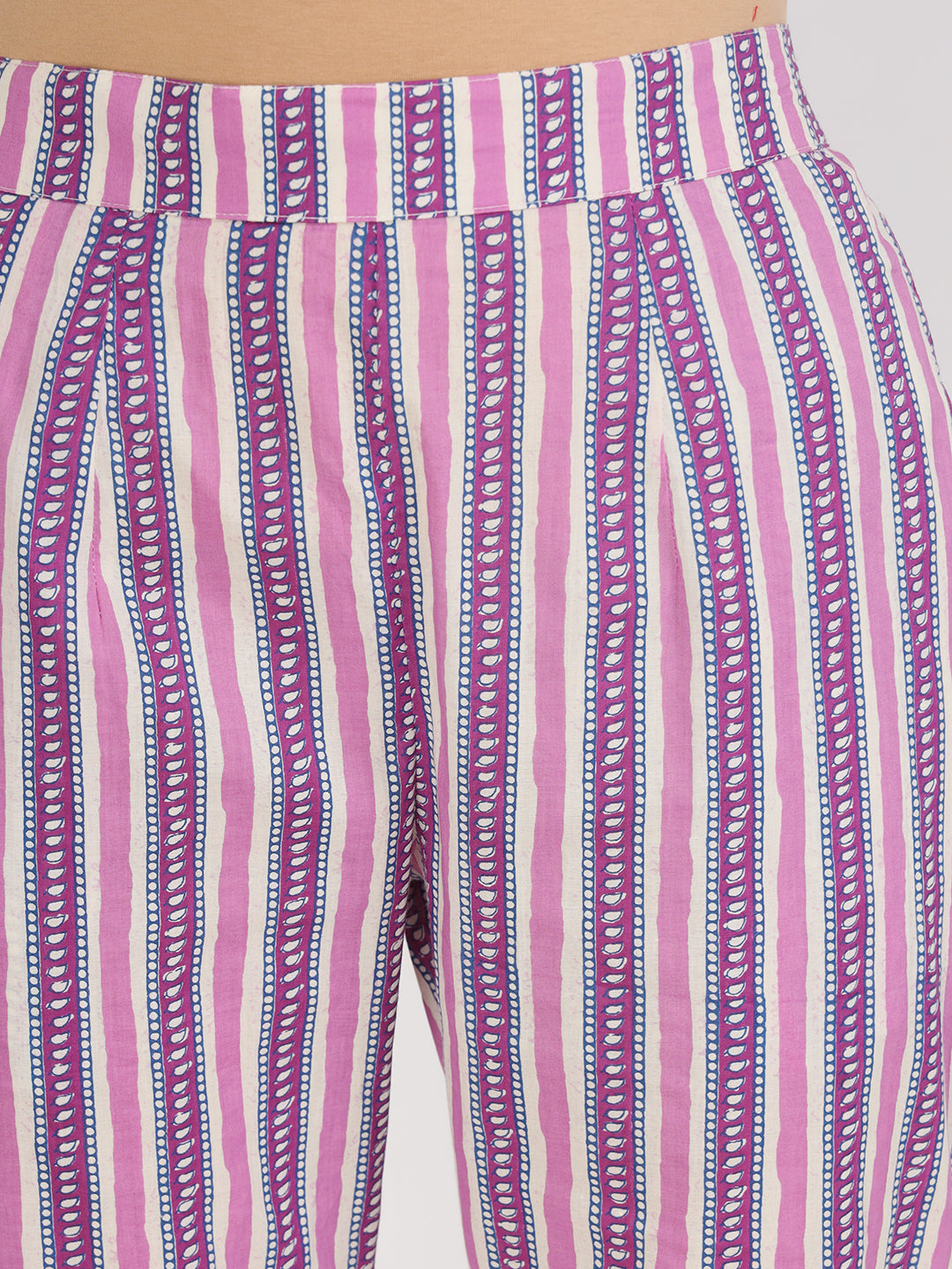Purple Floral Printed Straight Kurta Pant Set