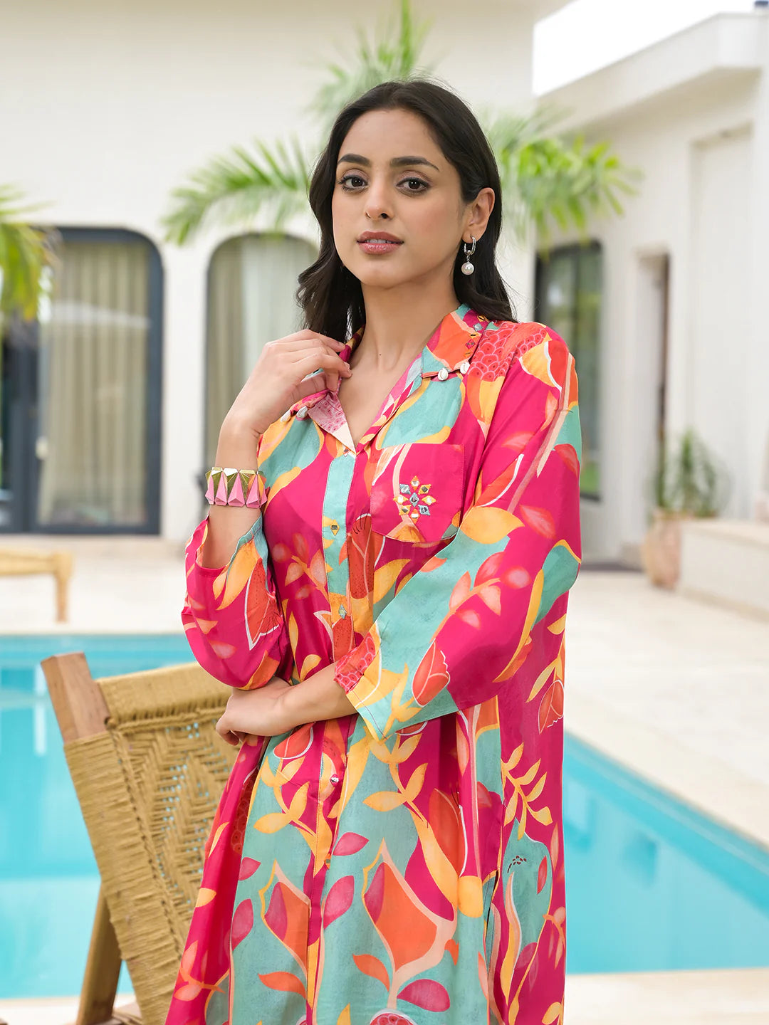 Pink Multi Muslin Digital Print Casual Co-ord Set