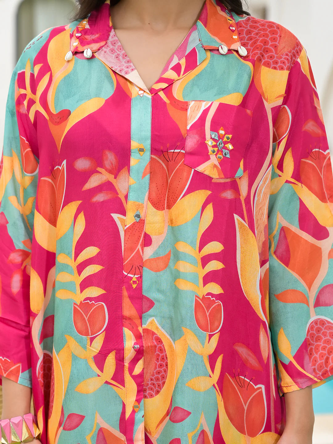 Pink Multi Muslin Digital Print Casual Co-ord Set